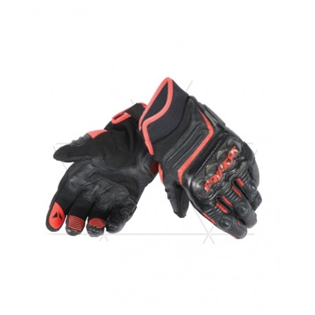 DAINESE CARBON D1 SHORT GLOVES BLACK/FLUO-RED
