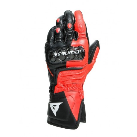 DAINESE CARBON 3 LONG GLOVES BLACK/FLUO-RED/WHITE